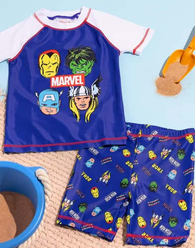 Vista 2 de Marvel Traje de baño para niños y niños, conjunto de traje de baño de dos piezas
