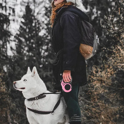 Vista 5 de POPETPOP Correa retráctil para perro, material de abdominales, portátil, accesorio para cachorros, mango cómodo, correa para caminar al aire libre