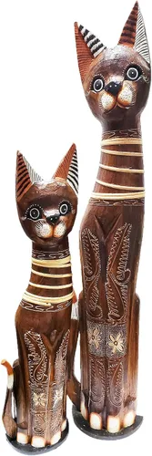 Vista 22 de Gatos de madera surtidos con diferentes patrones (Calico, pequeño y mediano: 24 y 32 pulgadas)