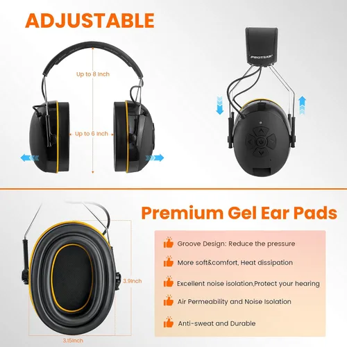 Vista 4 de Bluetooth 5.4 Hearing Protection,NRR 25dB Noise Cancelling Headphone,Rechargeable Safety Earmuffs for Mowing,Working