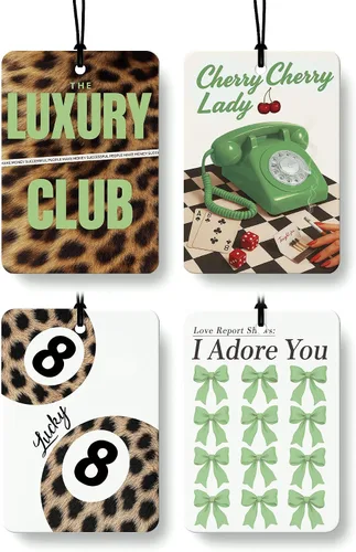 Vista 29 de Ambientador de coche de 8 bolas con estampado de leopardo de moda, 6 unidades, retro coqueta, guepardo, póquer, ambientador colgante para bar