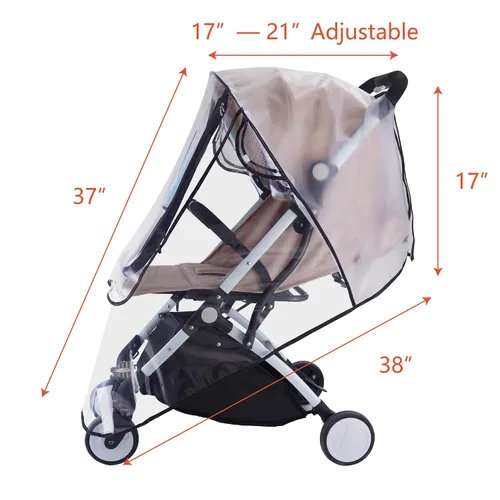 Vista 4 de Bemece Funda para carriola universal, accesorio para cochecito de bebé, protección contra el clima para viajes de verano, a prueba de viento e