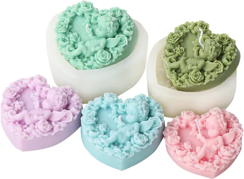 Vista 3 de Molde de vela de corazón de amor, molde de silicona para velas de bebé, molde de jabón hecho a mano, moldes de caramelo de fondant, herramienta