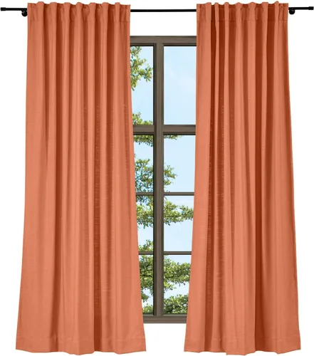 Vista 32 de TWOPAGES Cortina de lino beige sólido de algodón con pestaña trasera, elegante cortina natural para cocina (1 panel, 50 x 63 pulgadas)