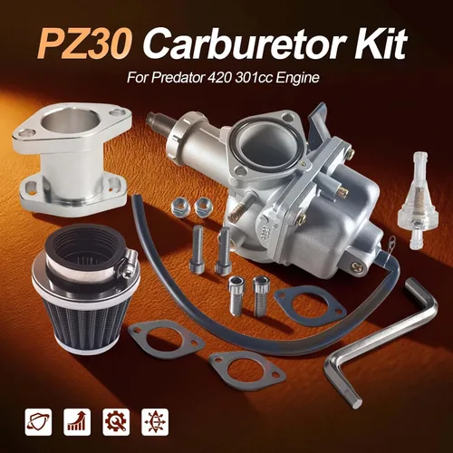 Vista 7 de VM26 1.181 in PZ30 Carburador Mainfold Entrada Tubo de Entrada Filtro de Aire para Predator 301cc 420cc 13hp 15hp Motor Mini Bike Go Kart Plata