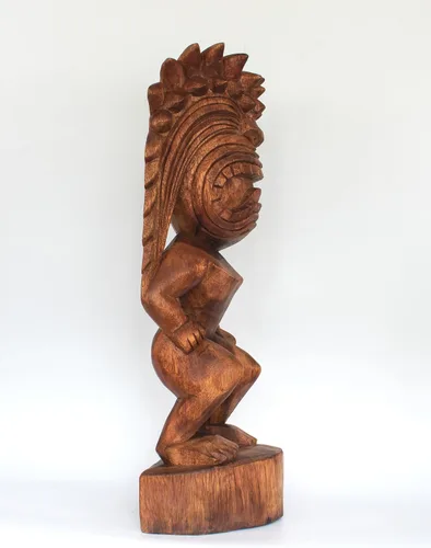 Vista 4 de G6 Collection Escultura de estatua tribal primitiva de madera extra grande de 24 pulgadas, hecha a mano, tótem de barra tiki, hecho a mano, regalo