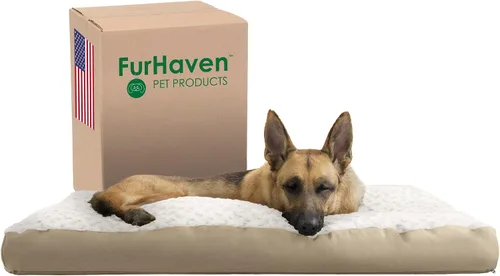 Vista 15 de Furhaven - Cama para perros y gatos, cojín de lujo, diseño rectangular tradicional, cama para mascotas con funda extraíble para perros y gatos