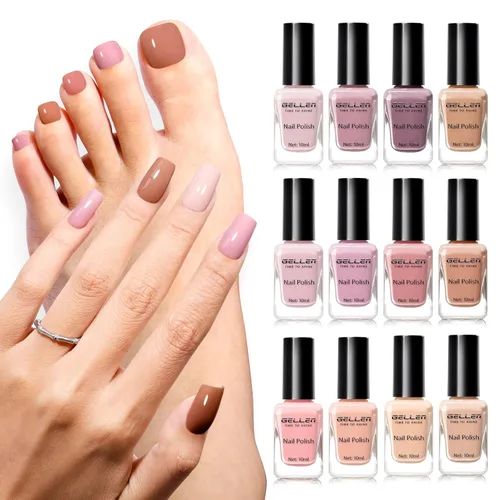 Vista 37 de GELLEN Juego de Esmalte de Uñas en 4 Colores Negro, Blanco, Gris & Base y Capa Superior, Esmalte de Uñas de Tendencia Otoño/Invierno Negro, Blanco