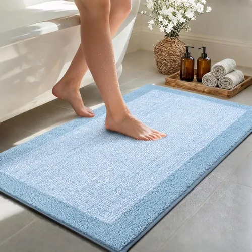 Vista 30 de Alfombras de baño de 17 x 24 pulgadas, antideslizantes, lavables, color gris, para bañera, tapete de baño para baño, tapete suave y absorbente