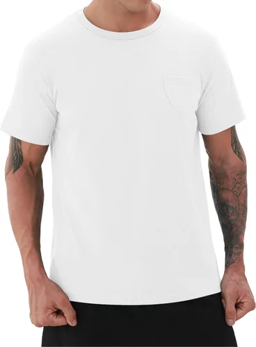 Vista 3 de YTD Camisetas para hombre - Camisetas de algodón de alta calidad con cuello redondo S - 3XL