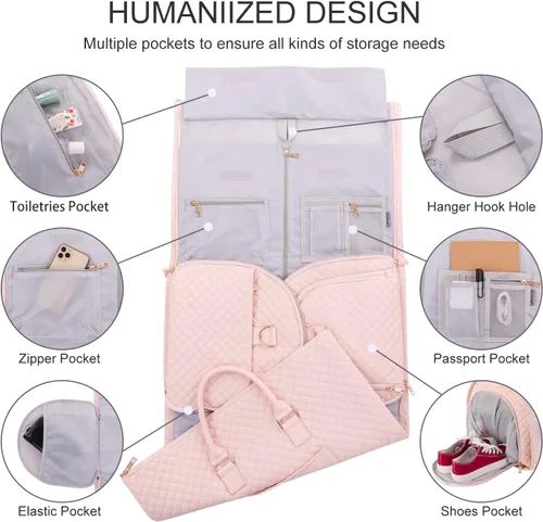 Vista 3 de Bolsa de viaje convertible para ropa, bolsa de transporte para hombres y mujeres, 2 en 1, maleta colgante para maleta, bolsa de viaje de negocios