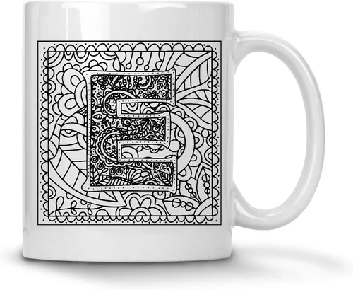 Vista 4 de Alankathy Mugs Taza de café monograma, 11 oz, color blanco (A)
