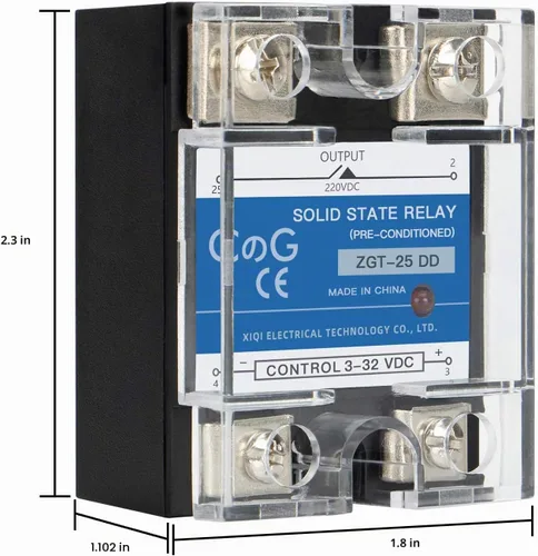 Vista 7 de CG Solid State Relay SSR-25DD DC to DC Input 3-32VDC To Output 5-240VDC 25A Single Phase Plastic Cover