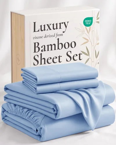 Vista 18 de Hotel Sheets Direct - Juego de sábanas 100% viscosa derivada de bambú tamaño individual - sábanas refrescantes con 1 funda de almohada 01-Blanco
