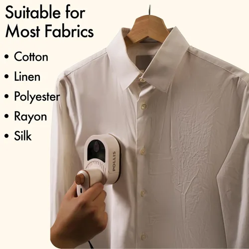 Vista 4 de Pollis Plancha y Vaporizador Portátil 2 en 1 para Ropa, Fácil para Viajar y Dormitorio, Diseño Ligero, Tecnología Giratoria de 180 Grados, Tanque