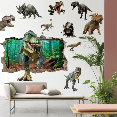 Vista 5 de Pegatinas de pared de dinosaurios grandes 3D Transparente