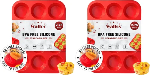 Vista 13 de Walfos - Juego de moldes de silicona para magdalenas, 6 tazas, antiadherente, ¡solo libera! Perfecto para magdalenas de huevo, magdalenas grandes