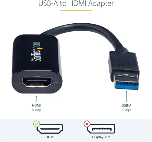 Vista 3 de StarTech.com Adaptador USB 3.0 a HDMI, convertidor de monitor USB a HDMI para Windows, 1080P, TAA (sin soporte para macOS/ChromeOS/Linux) USB