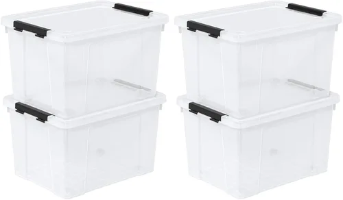 Vista 8 de Caja de almacenamiento de plástico transparente de 22 cuartos de galón con ruedas, contenedores de almacenamiento de plástico con tapas