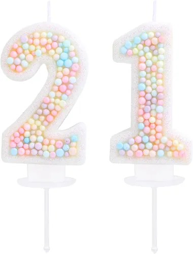 Vista 35 de Vela de Cumpleaños Número 0 Macarrón con Purpurina 3D Número 0 Vela Adorno para Pastel para Cumpleaños Boda Aniversario Fiesta Temática Dulce Pastel
