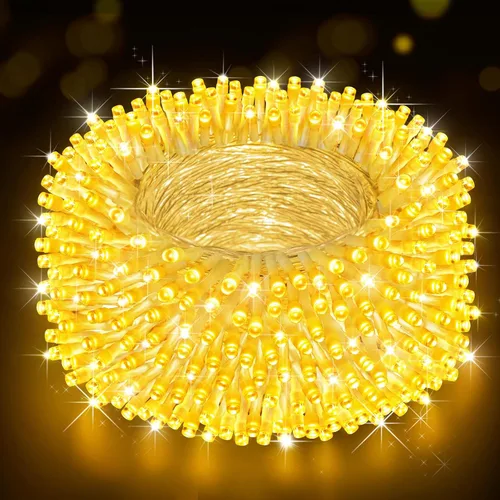Vista 9 de Cadena de luces de Navidad para exteriores, 125 pies con 350 luces LED, 8 modos y función de temporizador con memoria, luces de hadas parpadeantes