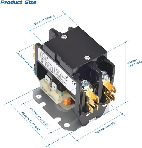 Vista 3 de Contactor de aire acondicionado de 2 polos 30 A 24 V, Contactor del condensador Contactor del compresor..