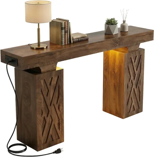 Vista 9 de Mesa consola de 63 pulgadas con luces LED RGB y estación de carga