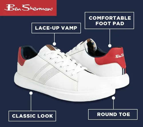 Vista 5 de Ben Sherman Hardie Dress Tennis Shoes for Men - Men's Fashion Sneakers - Lightweight Casual Shoes, Classic Look with Comfortable Foot Pad for
