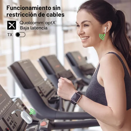 Vista 5 de Adaptador Bluetooth 5.3 para avión, receptor transmisor Bluetooth para 2 dispositivos AirPods o BT, baja latencia, adaptador de audio con conector