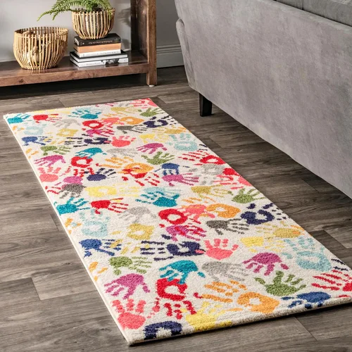 Vista 10 de nuLOOM Pinkie Handprint - Alfombra infantil de 4 x 6 pulgadas, multicolor