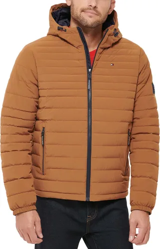 Vista 17 de Tommy Hilfiger chamarra plegable de poliéster elástico con capucha para hombre Medianoche