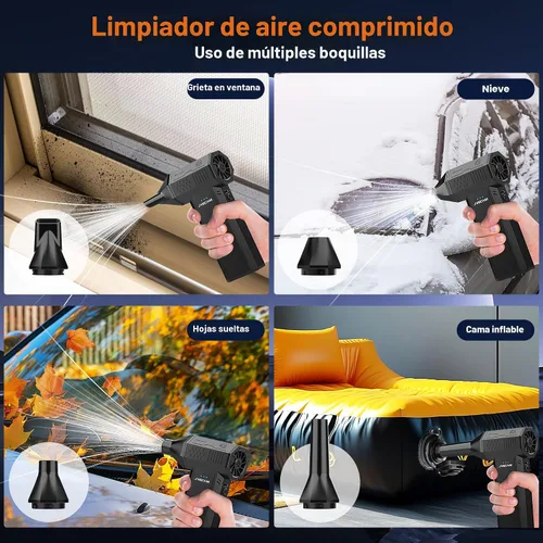 Vista 4 de JVSCAM Plumero de aire comprimido – Plumero de aire eléctrico con motor sin escobillas – Ventilador de aire inalámbrico ajustable de 3 engranajes