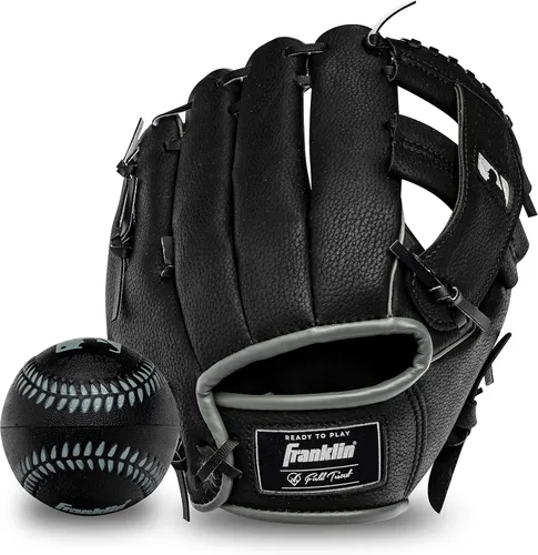 Vista 11 de Franklin Sports Juego de guantes de teeball + pelota para niños Negro