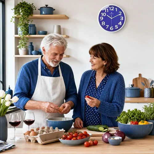 Vista 2 de Lafocuse Reloj de pared azul con números 3D de 12 pulgadas para decoración de sala de estar, moderno reloj de pared de cocina funciona