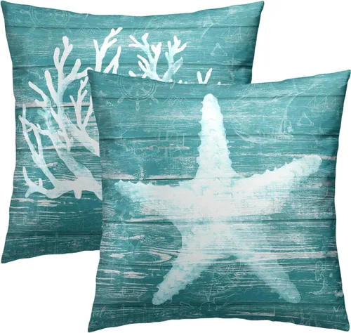 Vista 16 de Juego de 2 fundas de almohada rústicas de 16 x 16 pulgadas / 16.0 x 16.0 in., juego de 2 fundas de almohada cuadradas de algodón con diseño