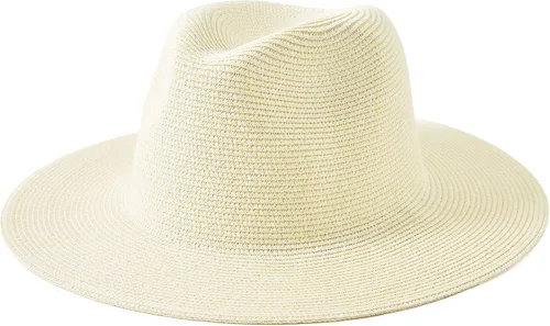 Vista 14 de Lanzom - Sombrero de paja playero para mujer, de ala ancha, plegable, estilo Fedora, UPF50+ 01-fold Cinturón Caqui