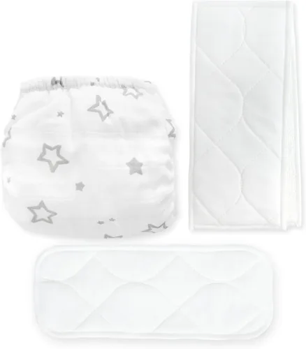 Vista 21 de SmartNappy - Muselina de algodón de Amazing Baby, funda híbrida para pañales de tela NextGen + 1 inserto reutilizable bi-fold + 1 refuerzo Mini
