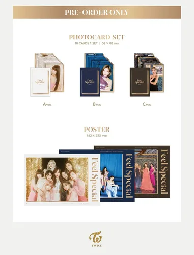 Vista 3 de JYP Twice - Feel Special [B ver.] (8º mini álbum) CD+88p Photobook+Papel de letras+5Photocards+Photocard dorado+Póster plegado (B ver)+Tarjeta