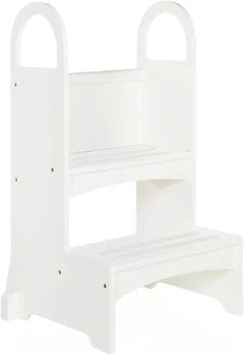 Vista 7 de Guidecraft Taburete de cocina y baño de madera de altura alta - gris: taburete de madera para niños y adultos - Muebles de calidad