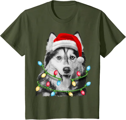 Vista 11 de Camiseta para niños con diseño de hachís siberiano con luces de árbol de Navidad Negro