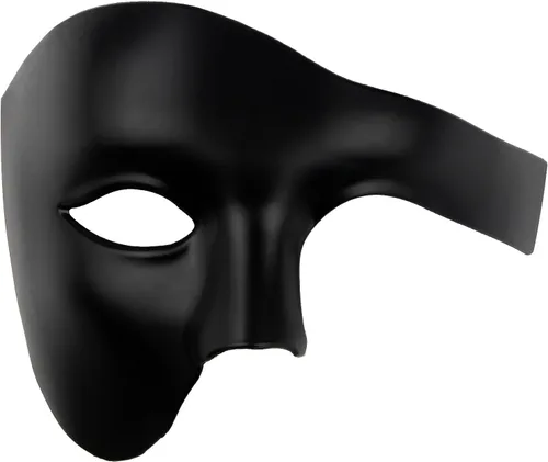 Vista 2 de Hoshin - Máscara para baile de máscaras, decoraciones de Mardi Gras de media cara, máscaras venecianas para hombre Negro