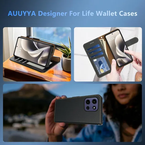 Vista 7 de Funda tipo cartera para Motorola Moto G Power 2026/2025, con bloqueo RFID, de piel sintética, para Moto G Power 2026, cierre magnético, tarjetero