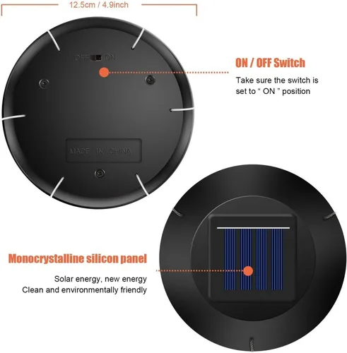 Vista 7 de Lámpara móvil de energía solar de Lainin, con carillón de estrellas transparentes que cambian de color y giran con el viento. Para decoración e