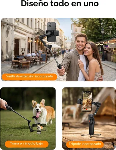 Vista 6 de hohem iSteady X3 - Estabilizador de cardán mejorado para iPhone con control remoto desmontable, cardán plegable de 3 ejes, luz de relleno, varilla