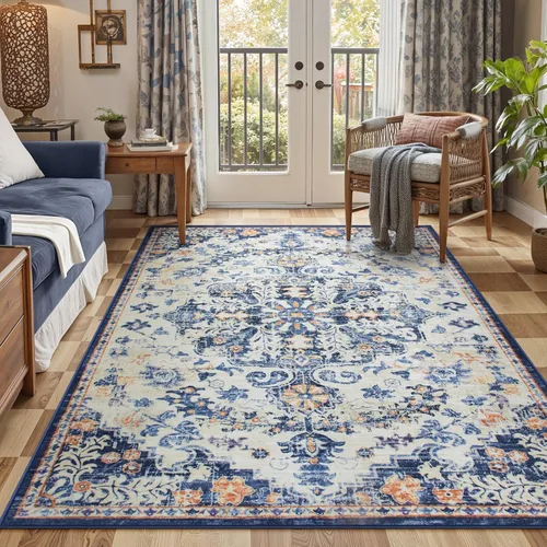 Vista 70 de Lahome Alfombra Floral Bohemio Medaillon - 2x3 Pequeña Alfombra de Baño Rosa Caliente, Alfombra de Cocina, Lavable a Máquina, Antideslizante, Suave