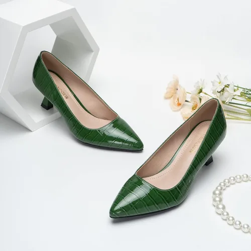 Vista 4 de youngshow Zapatos de vestir para mujer, tacón bajo y cerrado, puntera puntiaguda, sin cordones, para el trabajo y la oficina
