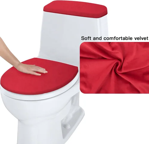Vista 4 de Cubierta de tapa de inodoro y cubierta de tapa de tanque de inodoro de repuesto con parte inferior elástica para accesorios de decoración de baño
