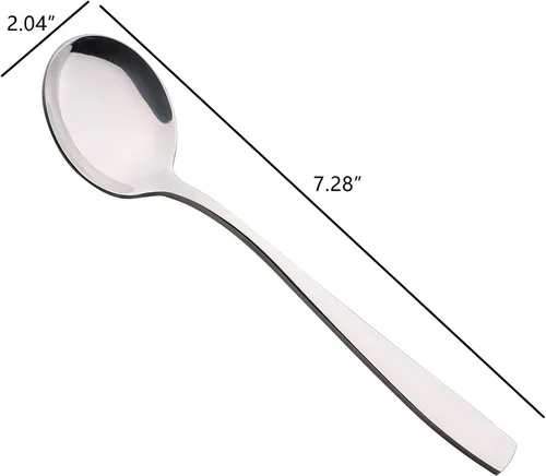 Vista 3 de Begale Cuchara de sopa redonda de 16 piezas, cucharas de caldo de acero inoxidable