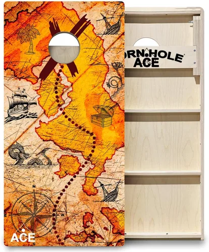 Vista 10 de ACE PRO Tablas de Cornhole profesionales con temática de playa, sin rebote. Patas triples anchas, madera contrachapada de abedul báltico de 3/4