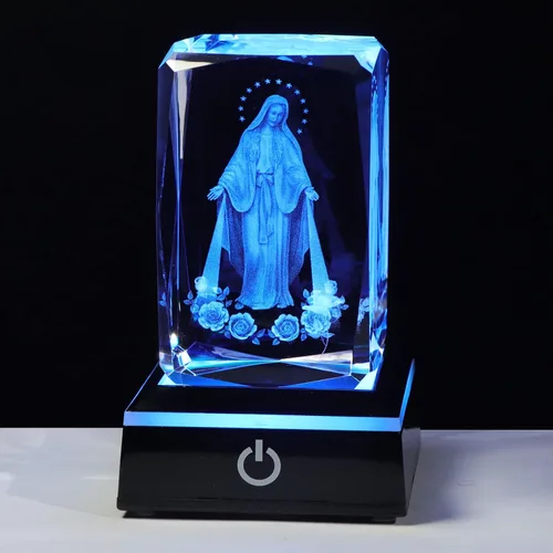 Vista 10 de Movdyka Estatua de Jesús de Cristal 3D Regalos Cristianos para Mujeres y Hombres, Regalos Religiosos con Grabado Láser para Amigos, Mamá, Papá